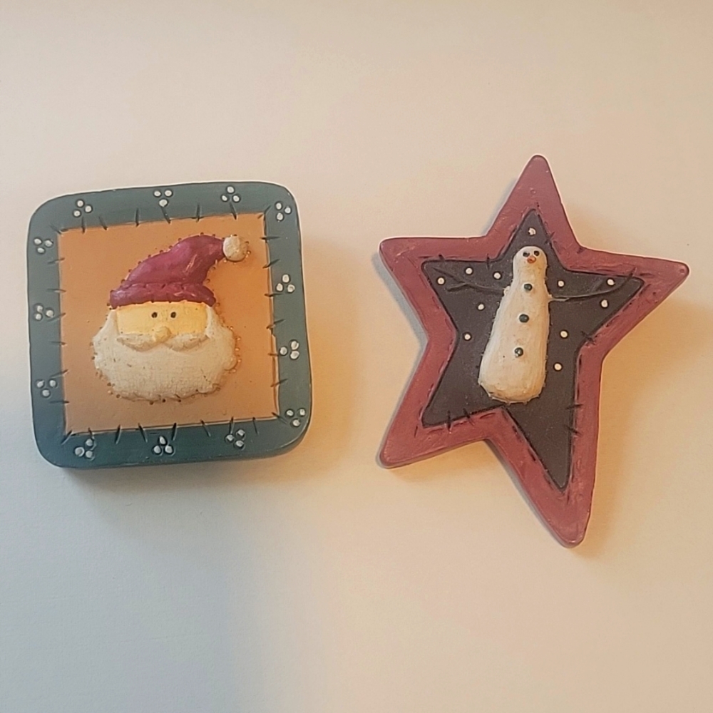 Christmas Santa and Snowman pins